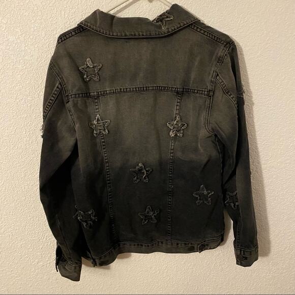 Rails Oversized Star Patch Faded Denim Jacket Black Womens Size Small - Picture 4 of 7